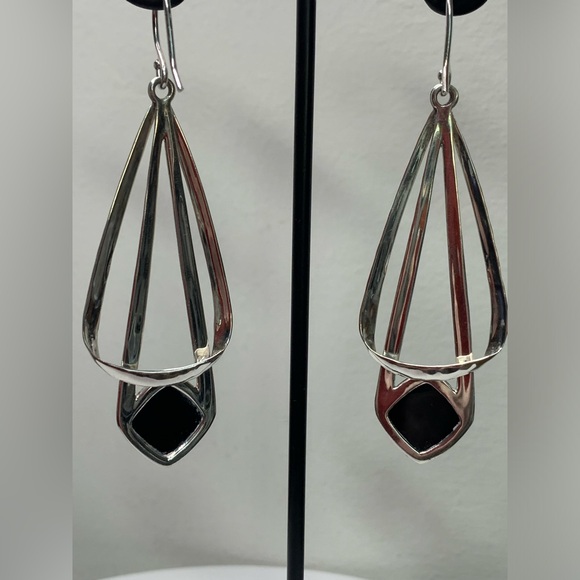Silpada Vintage Textured Sterling Silver Faceted Onyx MIDNIGHT Earrings - Picture 4 of 11